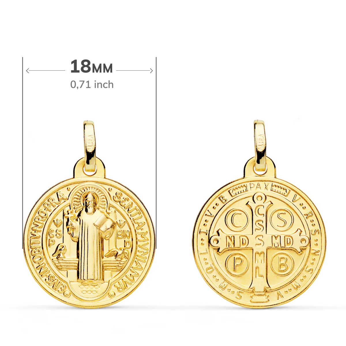 9K ESCAPULARIO ORO AMARILLO ORO AMARILLO SAN BENITO MONJE 18 MM — vista 2