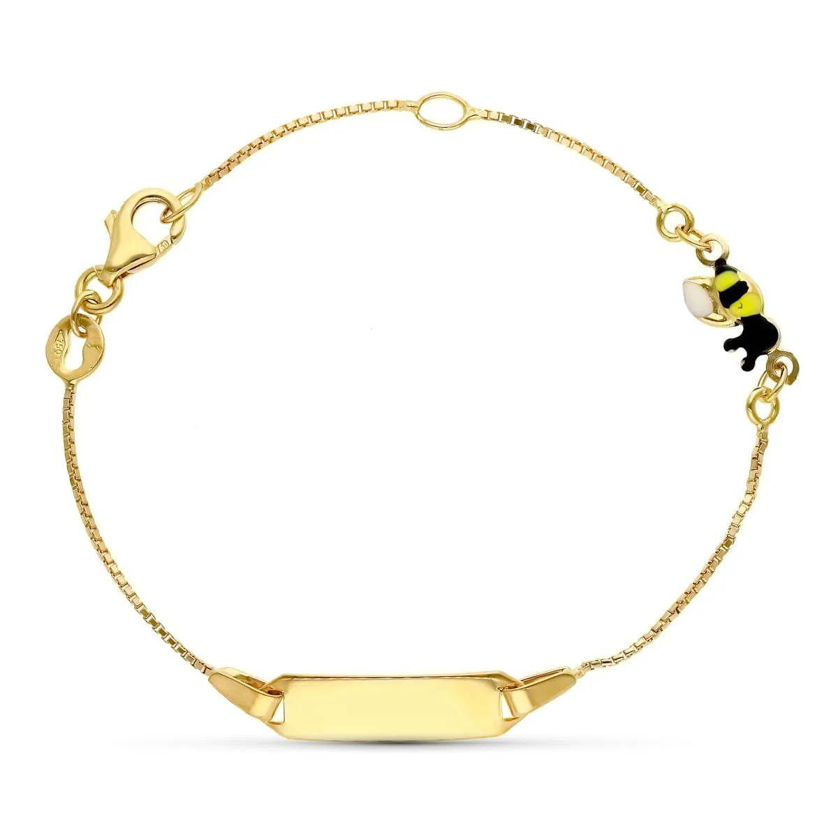 18K ESCLAVA ORO AMARILLO ABEJA ESMALTE 16CM