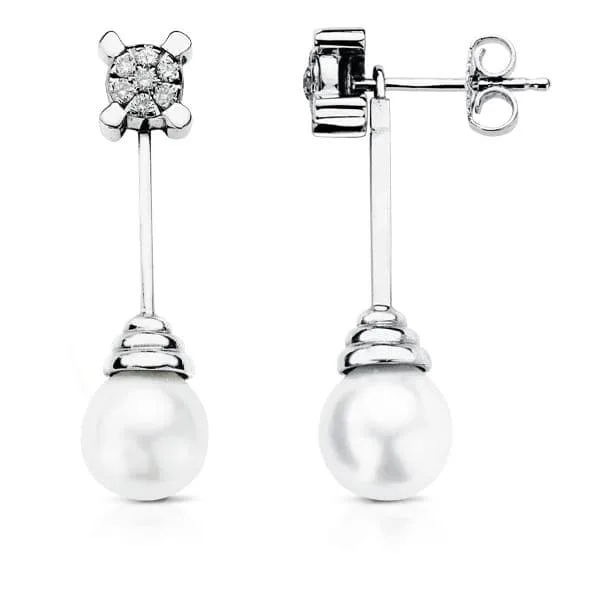 18K PENDIENTES ORO BLANCO AUSTRALIANA DIAMANTES NATURALES 0,25 QTS. SI-H. MEDIDA: 30X9 MM CIERRE PRESION