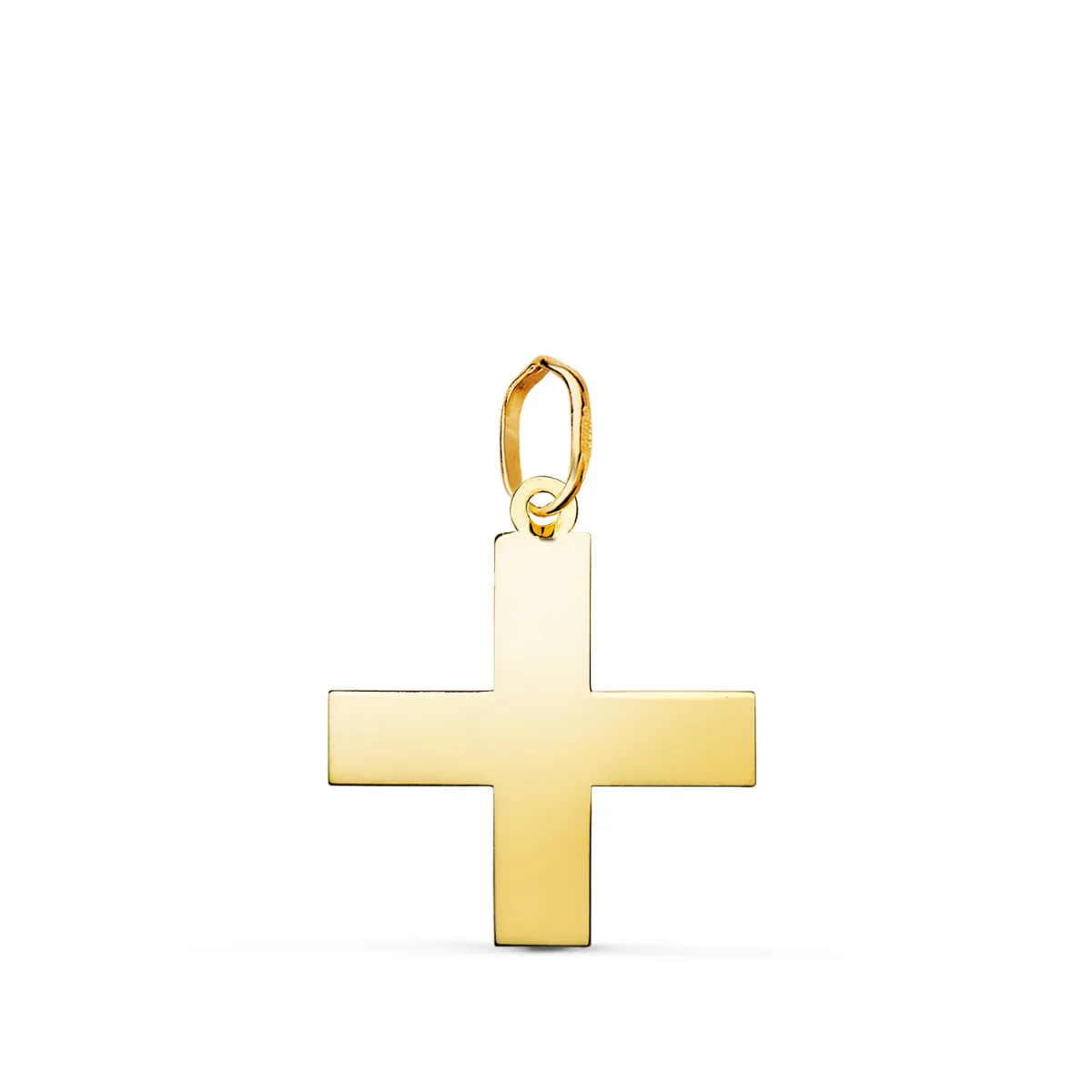 18K COLGANTE ORO AMARILLO CRUZ GRIEGA EN BRILLO. MEDIDA: 18 X 16 MM