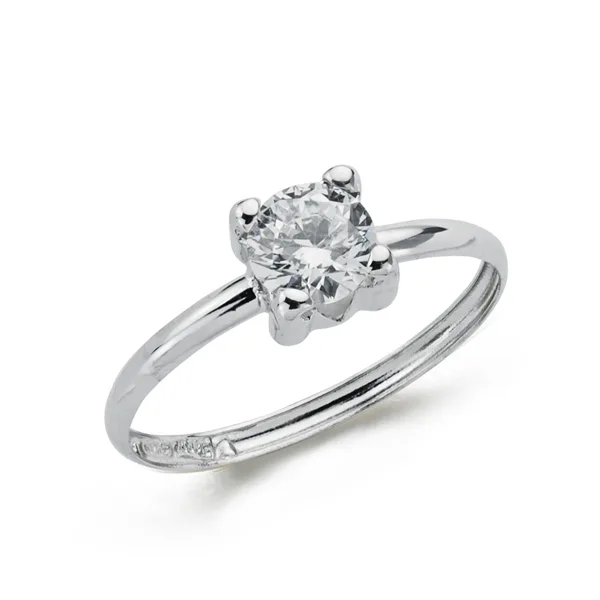 9K SOLITARIO ORO BLANCO EN GARRAS CON CIRCONITA DE 5 MM