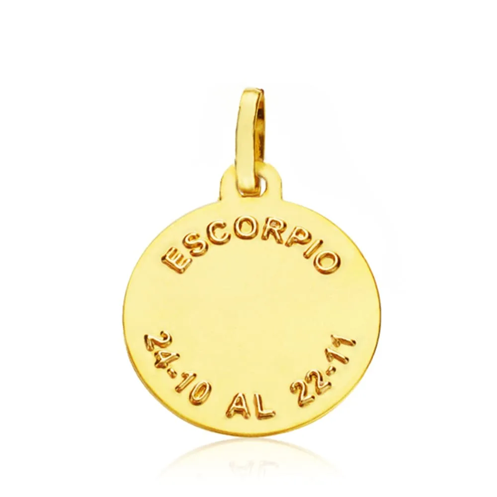 18K PLACA HOROSCOPO ORO AMARILLO ESCORPIO 16 MM — vista 2