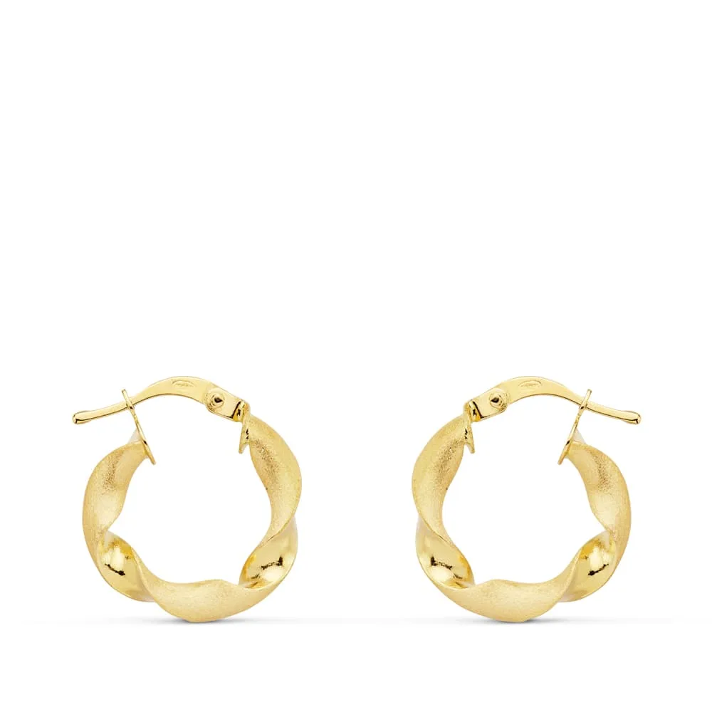 18K AROS ORO AMARILLO MATE Y BRILLO HUECOS 17 MM