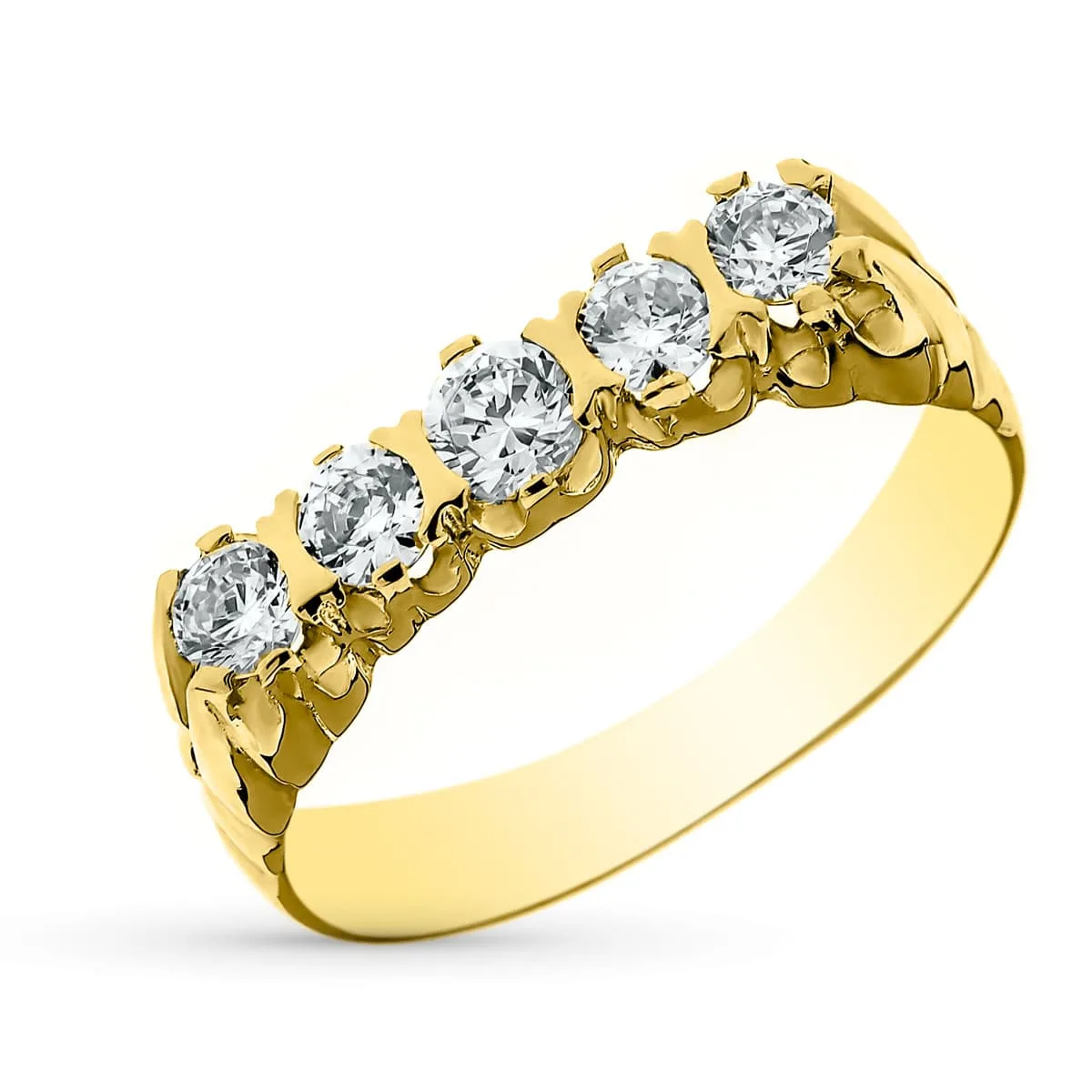 18K SORTIJA QUINTILLO ORO AMARILLO CABALLERO CIRCONITA 4 MM. ANCHO: 4 MM