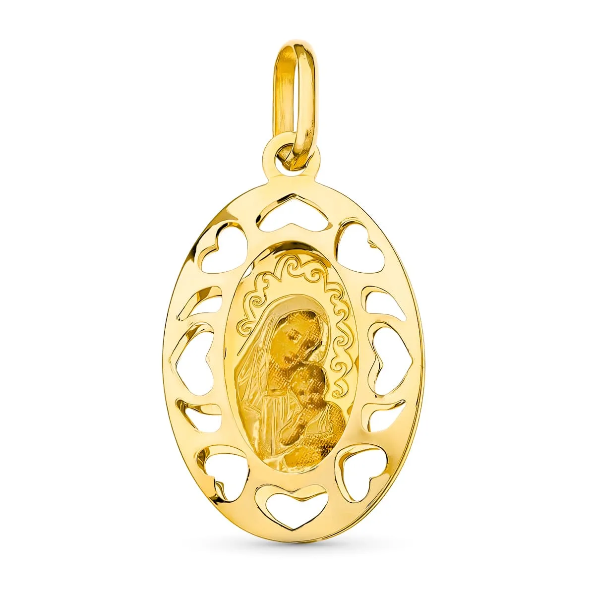 18K MEDALLA ORO AMARILLO ESMALTE 26X16 MM