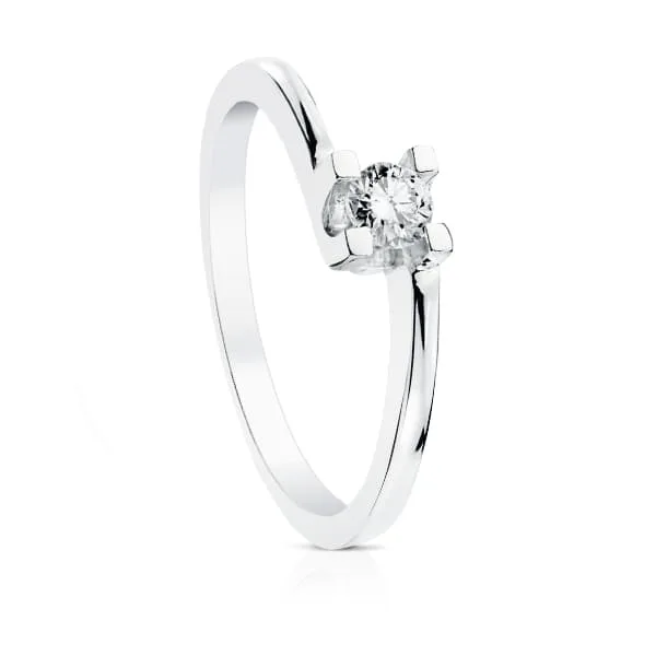 18K SOLITARIO DIAMANTE TALLA BRILLANTE ORO BLANCO 0.200 QTS. SI-H
