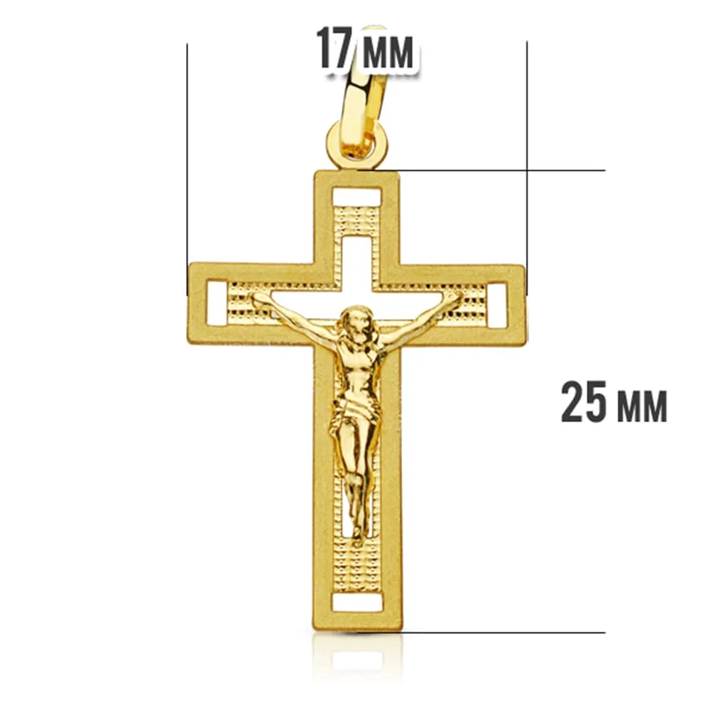 18K CRUZ ORO AMARILLO CON CRISTO TALLADA 28X17 MM — vista 2