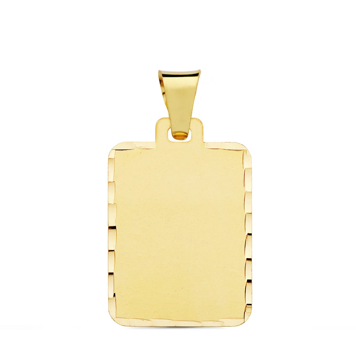 18K PLACA CHAPA ORO AMARILLO MATE TALLADA 24X19 MM