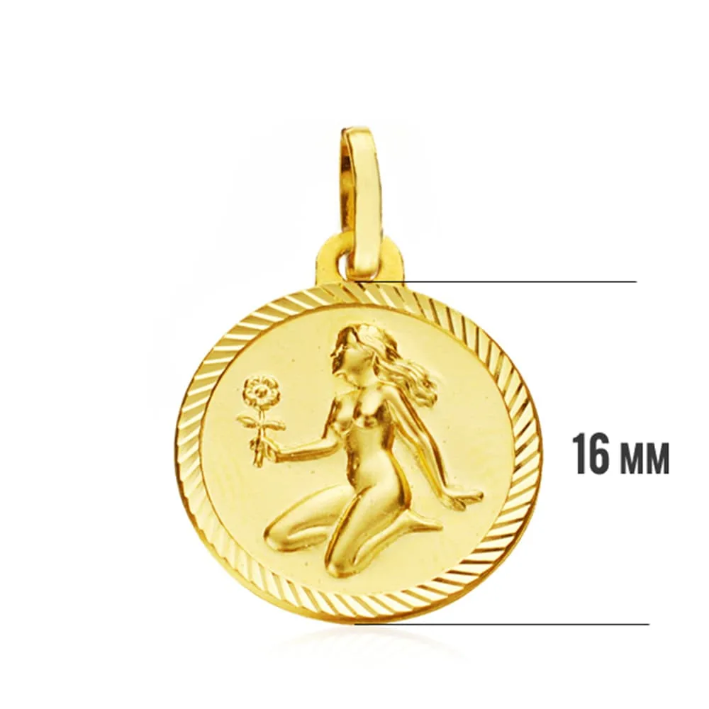18K PLACA HOROSCOPO ORO AMARILLO VIRGO 16 MM — vista 3