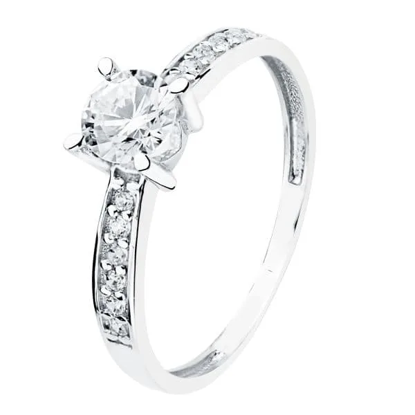 18K SOLITARIO ORO BLANCO CUERPO DE CIRCONITA Y 4 GARRAS CON CIRCONITA DE 5 MM