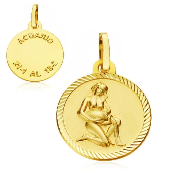 18K HOROSCOPO ORO AMARILLO ACUARIO 20 MM