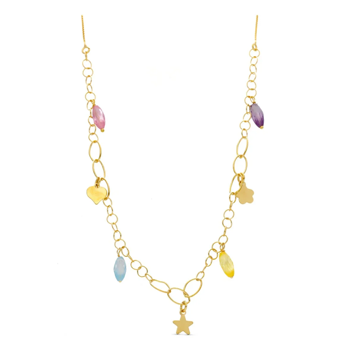 18K GARGANTILLA ORO AMARILLO PIEDRAS COLOR