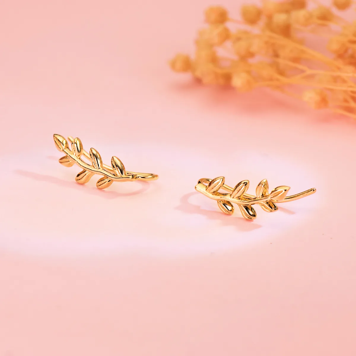18K PENDIENTES ORO AMARILLO TREPADORES RAMA. 14 X 4 MM — vista 2