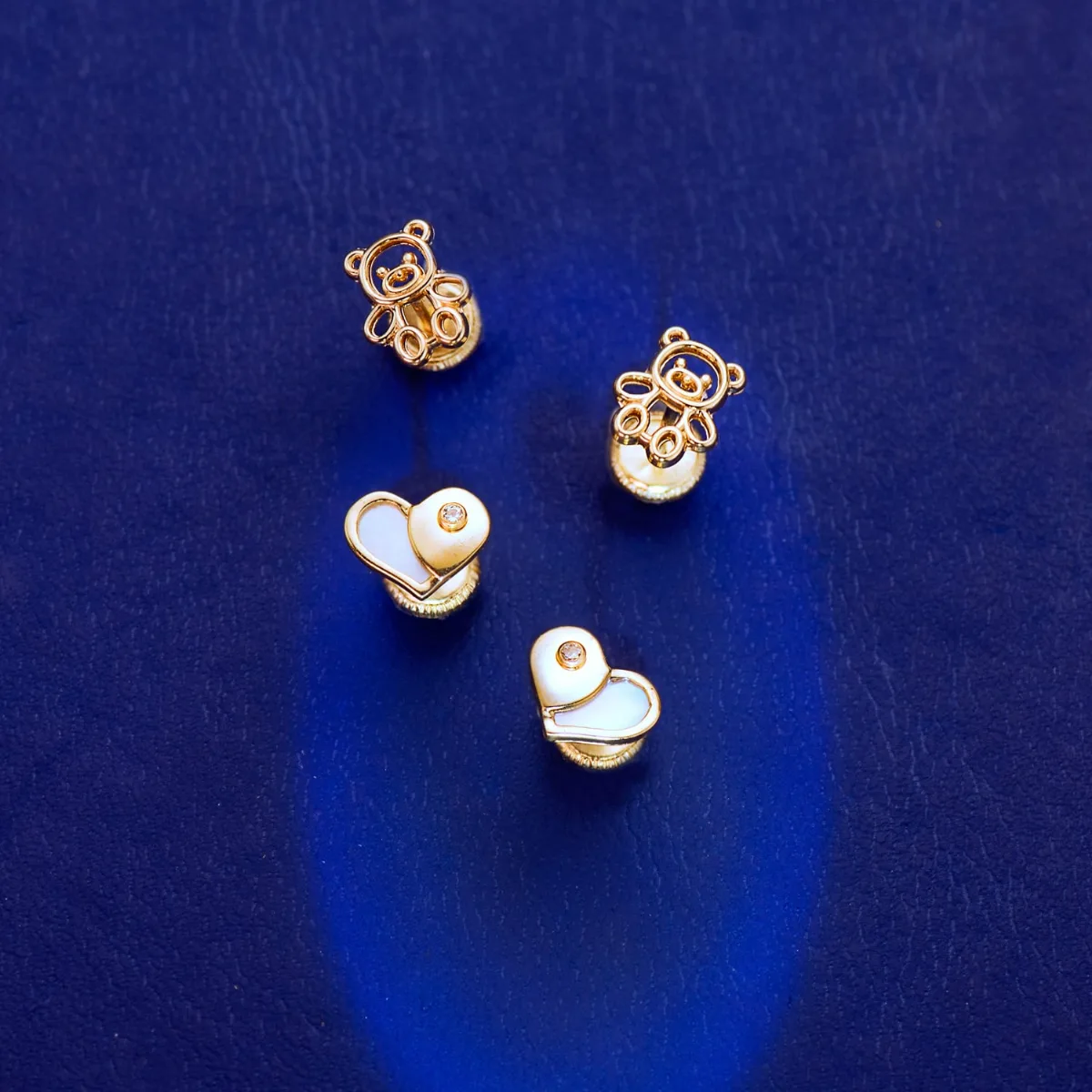 18K PENDIENTES ORO AMARILLO CORAZON NACAR 7X5.5 MM CIERRE TUERCA — vista 2