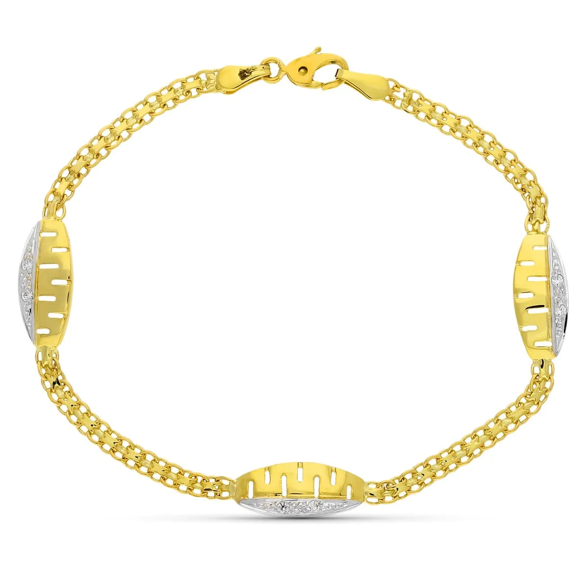 18K PULSERA ORO BICOLOR COMUNION CIRCONITA 17CM