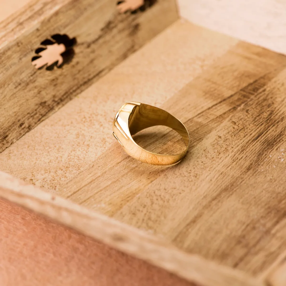 18K SELLO ORO AMARILLO CABALLERO HUECO OVAL LATERAL BRILLO. ZONA GRABADO: 11X9 MM — vista 3