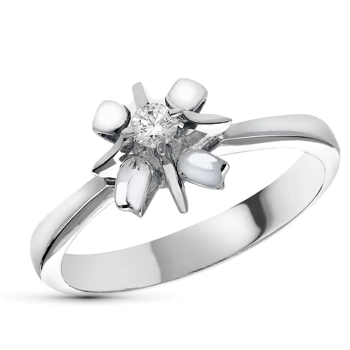 18K SOLITARIO ORO BLANCO CON DIAMANTE NATURAL  0,10 QTS. ANCHO: 9,5MM