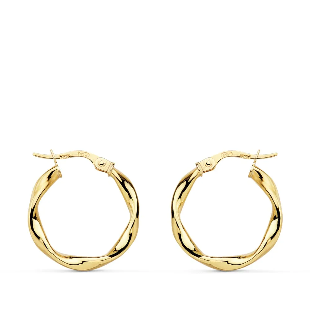 18K AROS ORO AMARILLO RELIADOS LISOS 20X2.5 MM