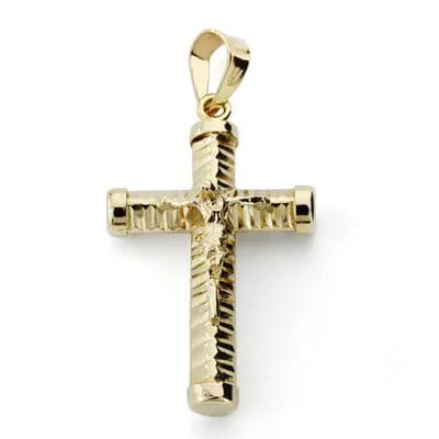 18K CRUZ ORO AMARILLO CON CRISTO HUECA 24X15 MM