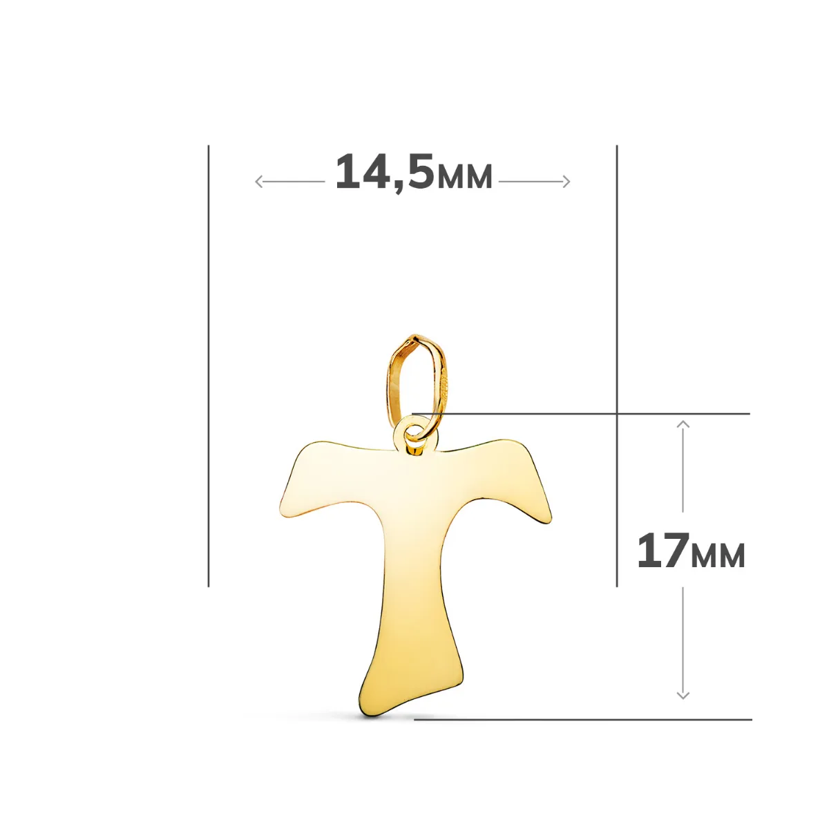 18K COLGANTE ORO AMARILLO CRUZ TAU DE SAN FRANCISCO EN BRILLO. MEDIDA: 17 X 14,5 MM — vista 2