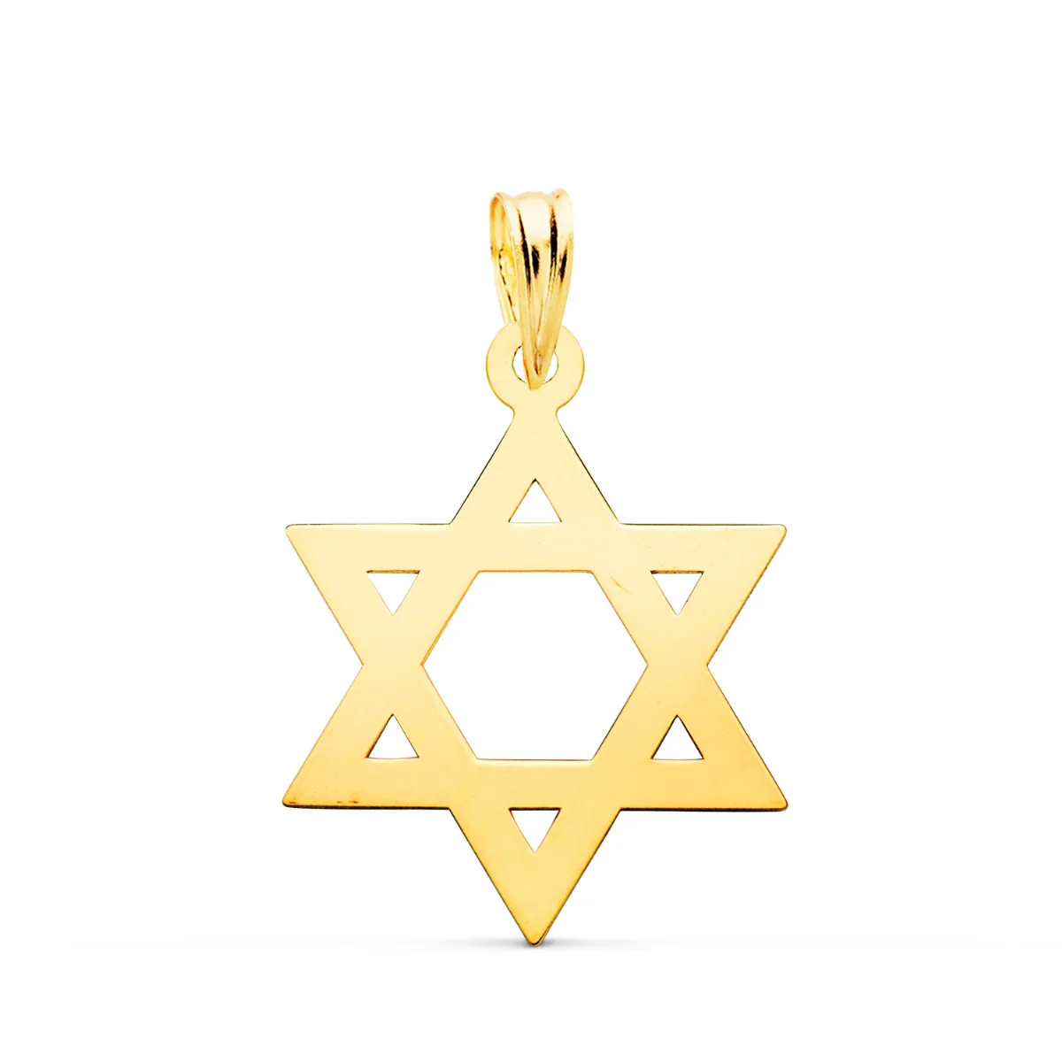 18K COLGANTE ORO AMARILLO ESTRELLA DE DAVID BRILLO 22 X 17 MM