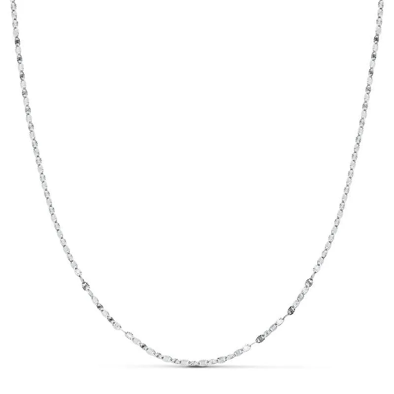 18K CADENA MACIZA ORO BLANCO DIAMANTADA 45CM 1.5 MM