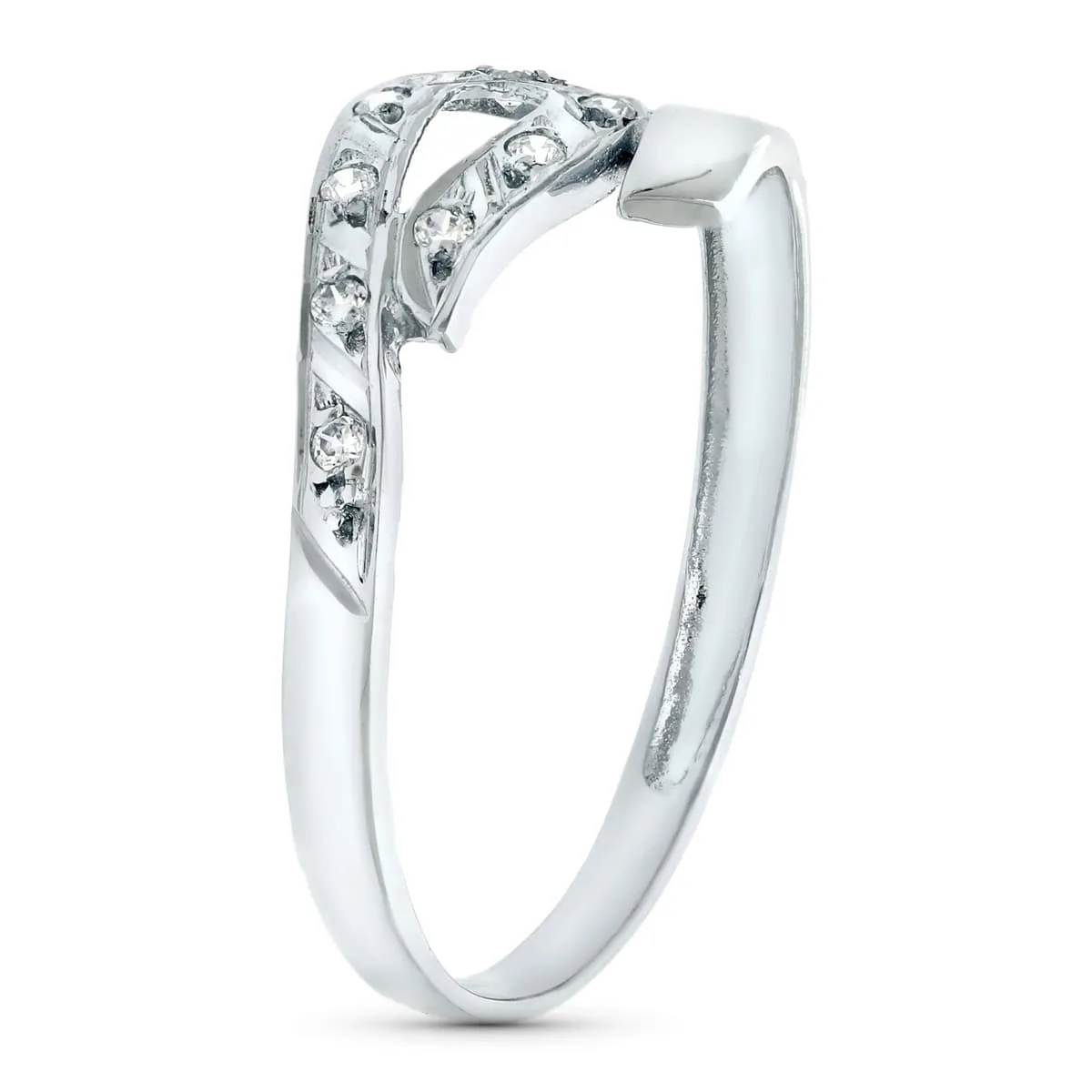 18K SORTIJA ORO BLANCO CRUZADA CON CIRCONITAS. ANCHO 7 MM — vista 2