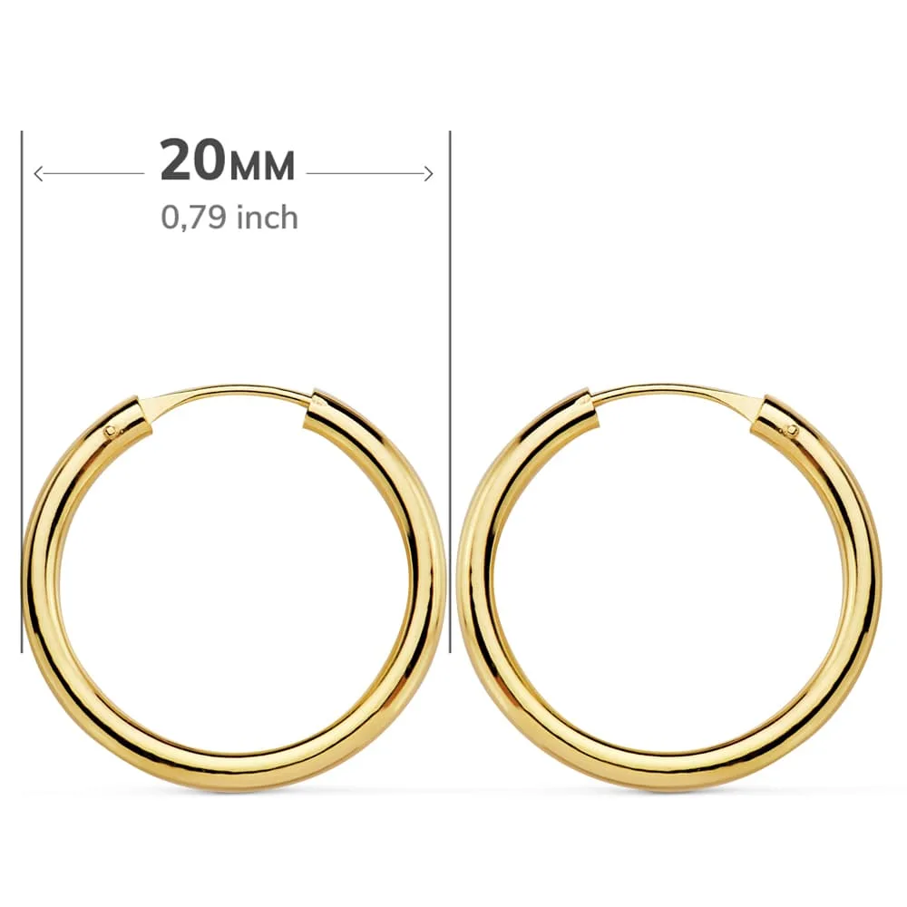 18K AROS ORO AMARILLO REDONDOS LISOS LIGEROS 20X2 MM — vista 2