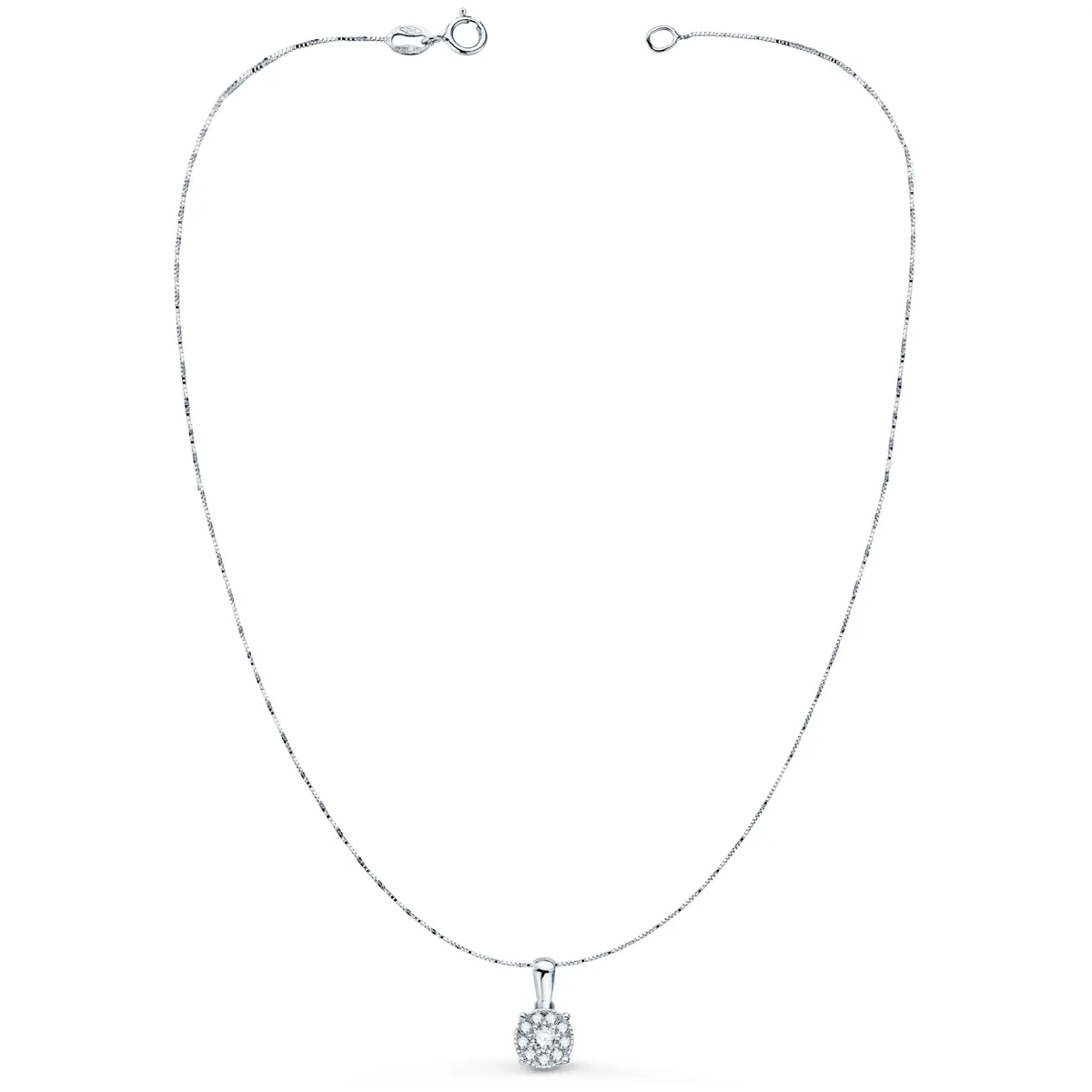 18K COLLAR ORO BLANCO DIAMANTES LABORATORIO 6.5 MM0,182 QTS CADENA 42-3 CM VS2-G — vista 2