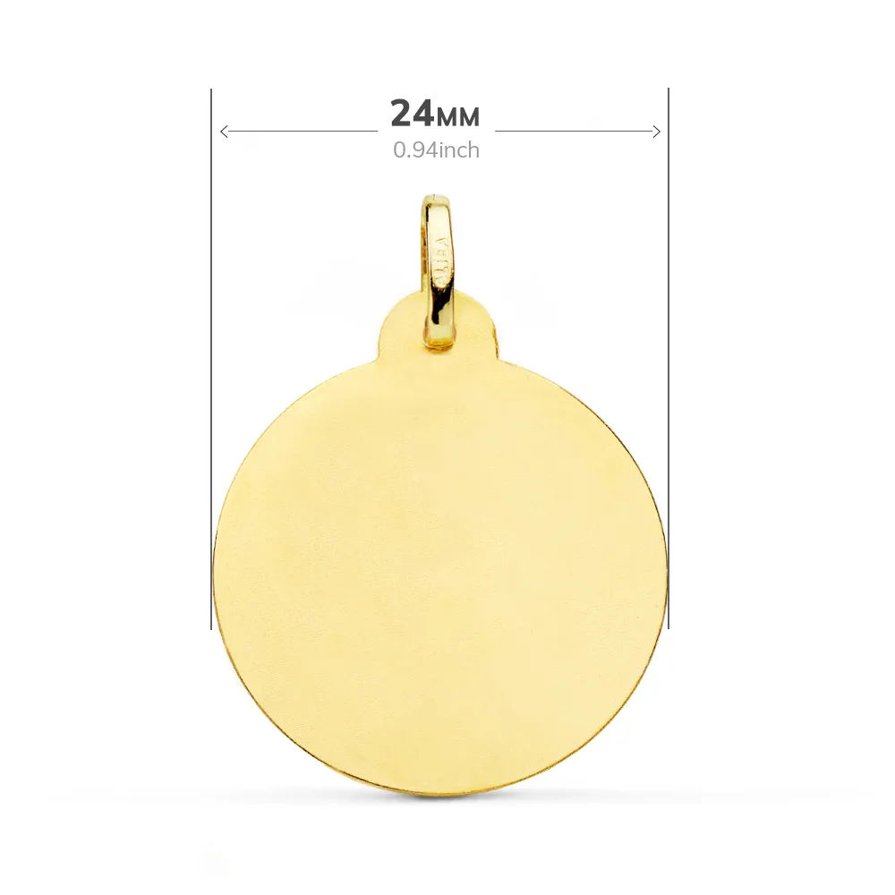 18K MEDALLA ORO AMARILLO VIRGEN DEL CARMEN TALLADA 24 MM — vista 2