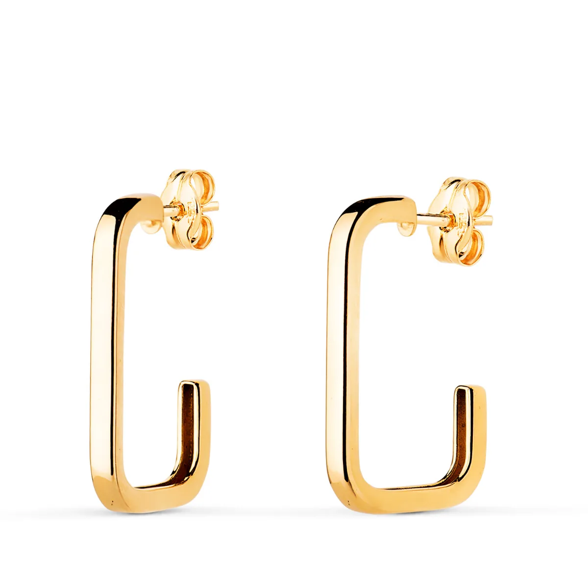 18K PENDIENTES ORO AMARILLO ARO RECTANGULAR ABIERTO. MEDIDA: 18X12 MM. GROSOR: 1,8 MM.CIERRE PRESION