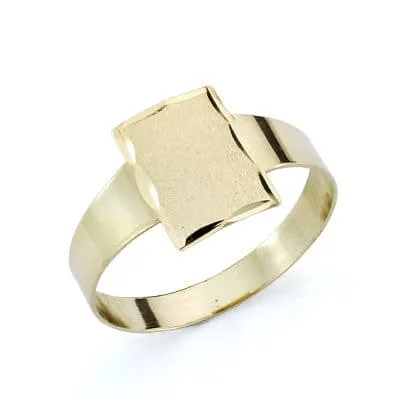18K SELLO ORO AMARILLO BEBE RECTANGULAR BORDE TALLADO. MEDIDA: 8,5 X 6 MM