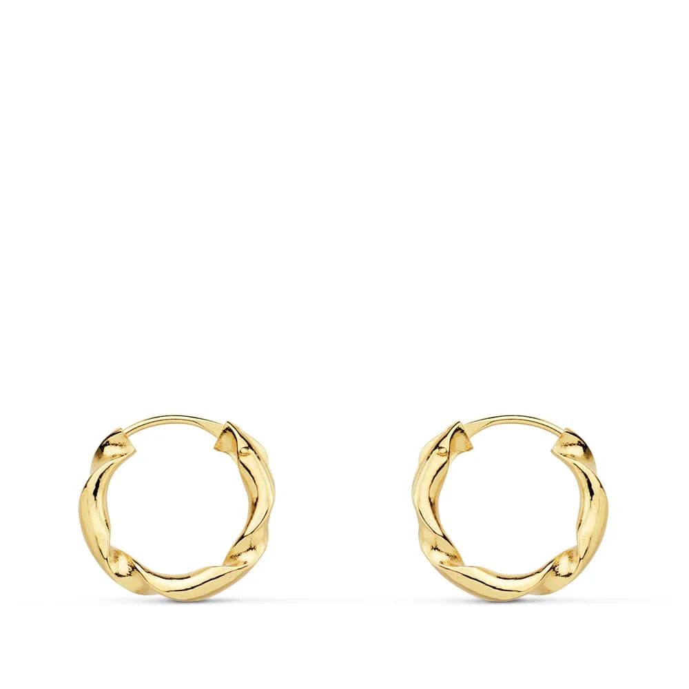 18K AROS ORO AMARILLO HUECOS RETORCIDOS. 12X2 MM