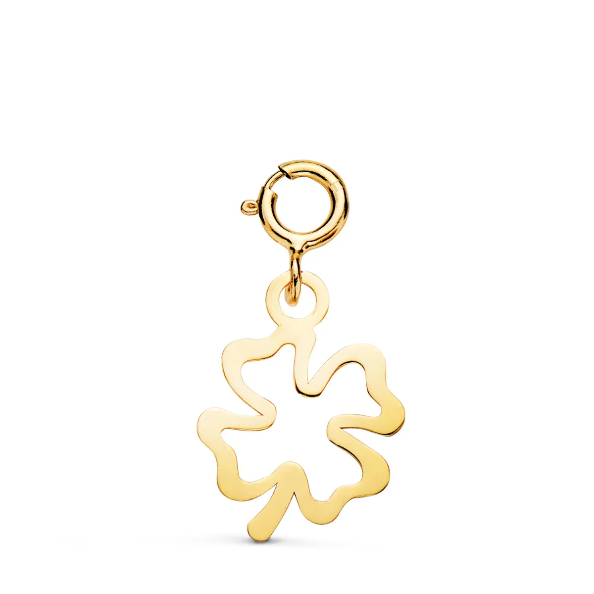 18K COLGANTE ORO AMARILLO TREBOL 13 X 10 MM CON REASA DE 4.5 MM