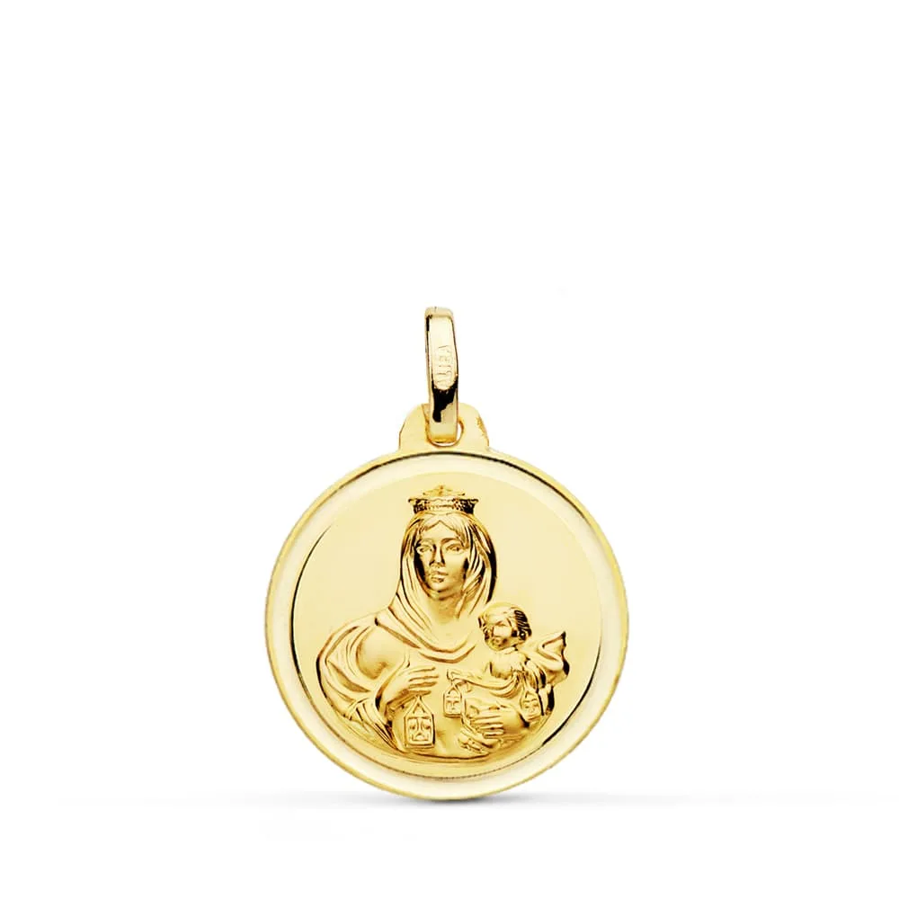 18K MEDALLA ORO AMARILLO VIRGEN DEL CARMEN BISEL 18 MM