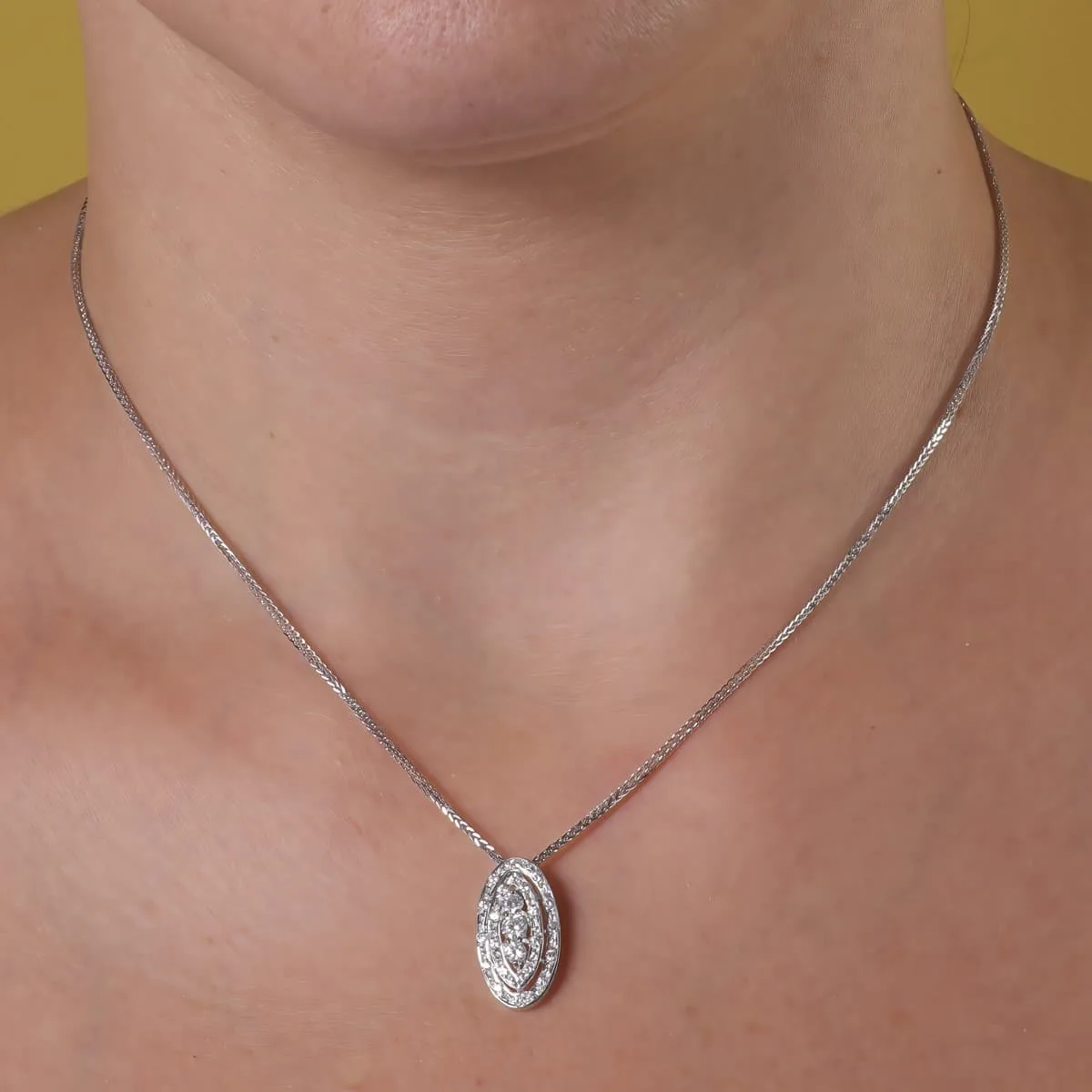 18K GARGANTILLA 45CM ORO BLANCO JUEGO NOVIA CIRCONITA MOTIVO OVAL 19X8 MM — vista 2