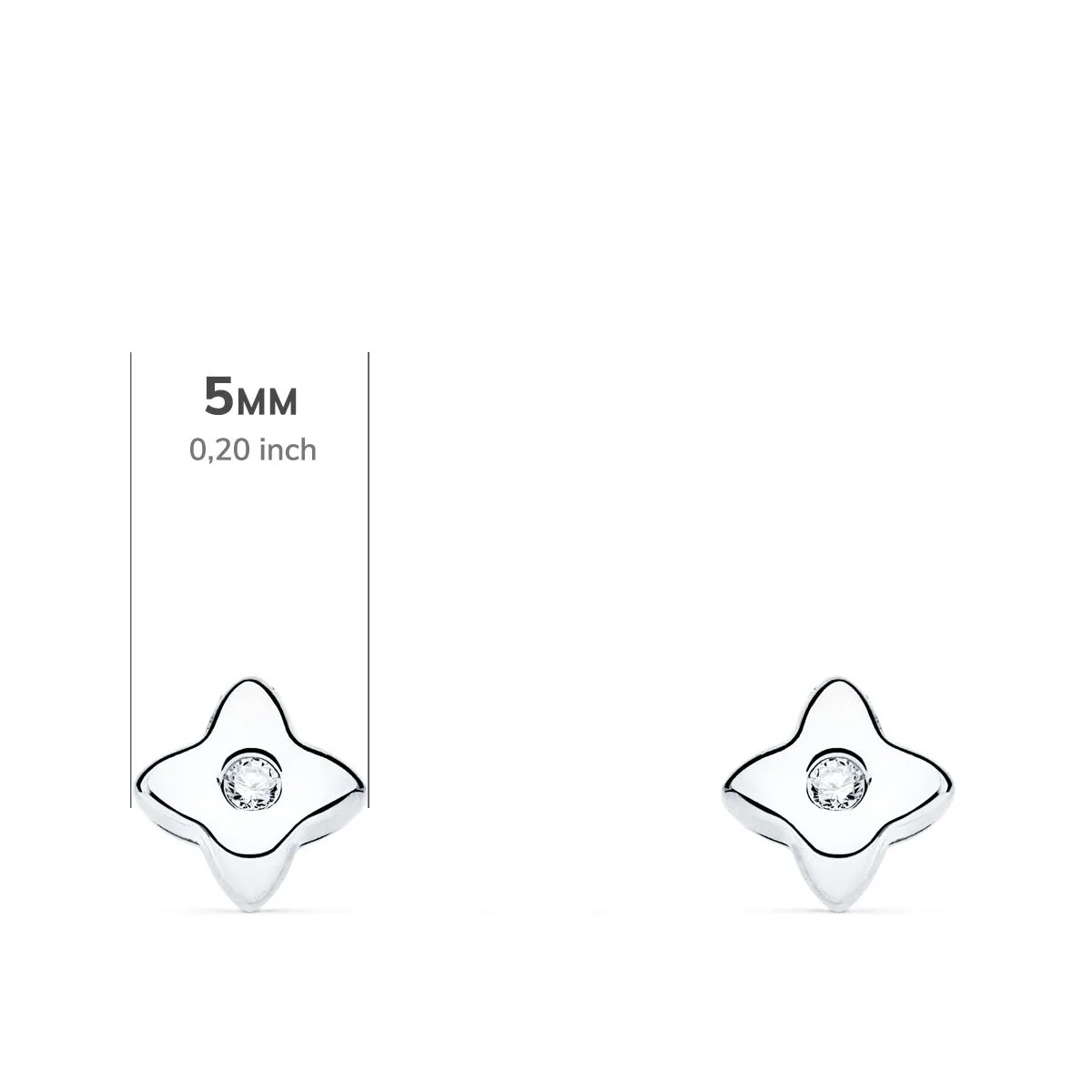 18K PENDIENTES ORO BLANCO ESTRELLA DIAMANTES LABORATORIO 0,030 QT VS2-G. MEDIDA: 5X5 MM. CIERRE PRESION — vista 2