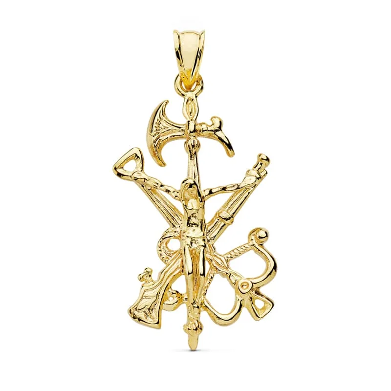 18K COLGANTE CRUZ CRISTO LEGION ORO AMARILLO 44X22 MM