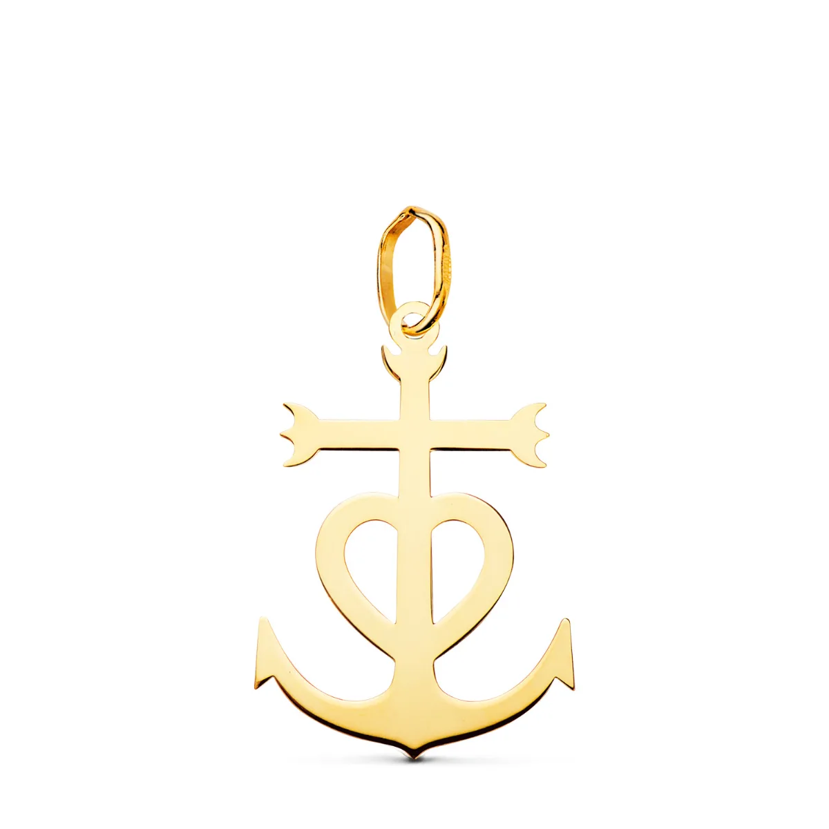 18K CRUZ DE LA CAMARGA ORO AMARILLO EN BRILLO. 22 X 15 MM