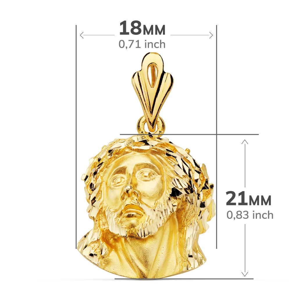 18K COLGANTE ORO AMARILLO CABEZA DE CRISTO DE MURILLO 21X18 MM — vista 3