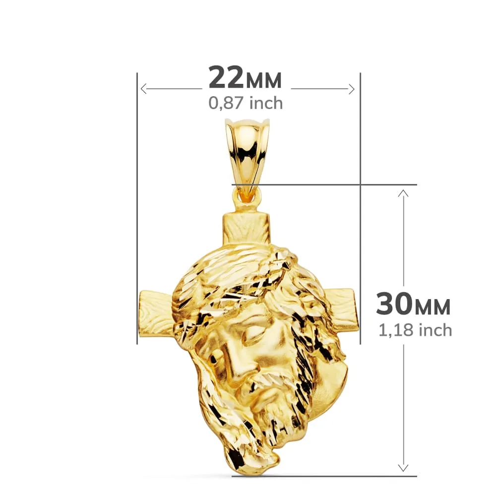 9K COLGANTE ORO AMARILLO CABEZA DE CRISTO CRUZ 31X21 MM — vista 3