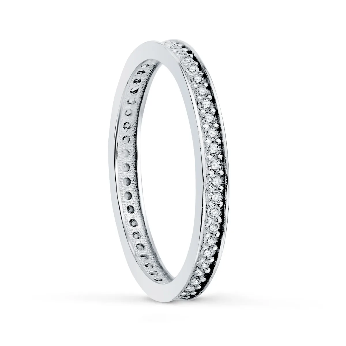 18K ALIANZA COMPLETA ORO BLANCO CIRCONITA CLAVADA ANCHO: 2 MM