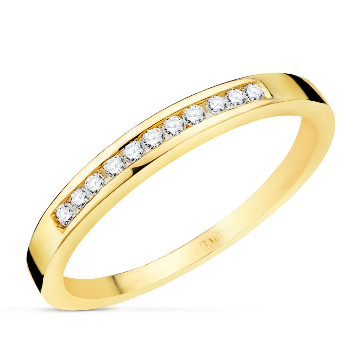 18K SORTIJA ORO AMARILLO 11 DIAMANTES 0,150 QTS. VS2-G