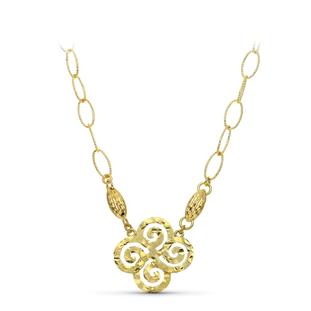 18K GARGANTILLA ORO AMARILLO MOTIVO TRISQUEL Y ESLABONES