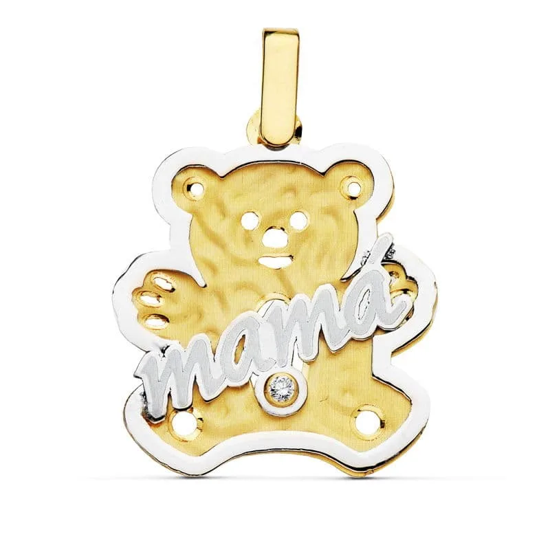 18K COLGANTE BICOLOR MAMA OSO. 22X21 MM