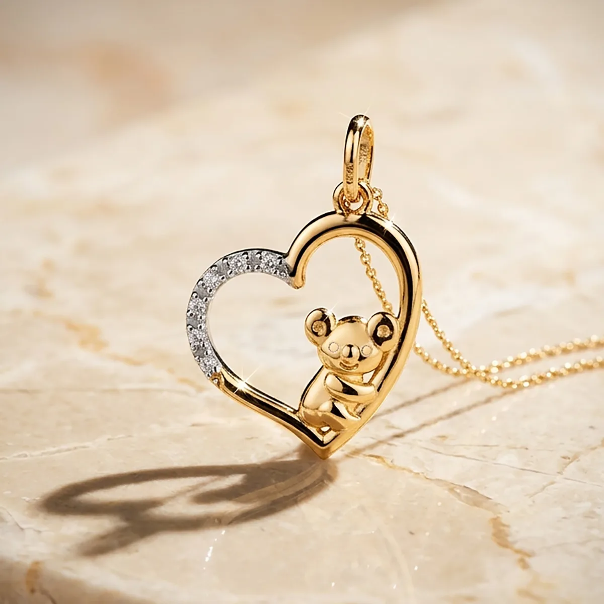 18K COLGANTE ORO BICOLOR CORAZON Y KOALA CON CIRCONITAS. MEDIDA: 19 X 15 MM — vista 2