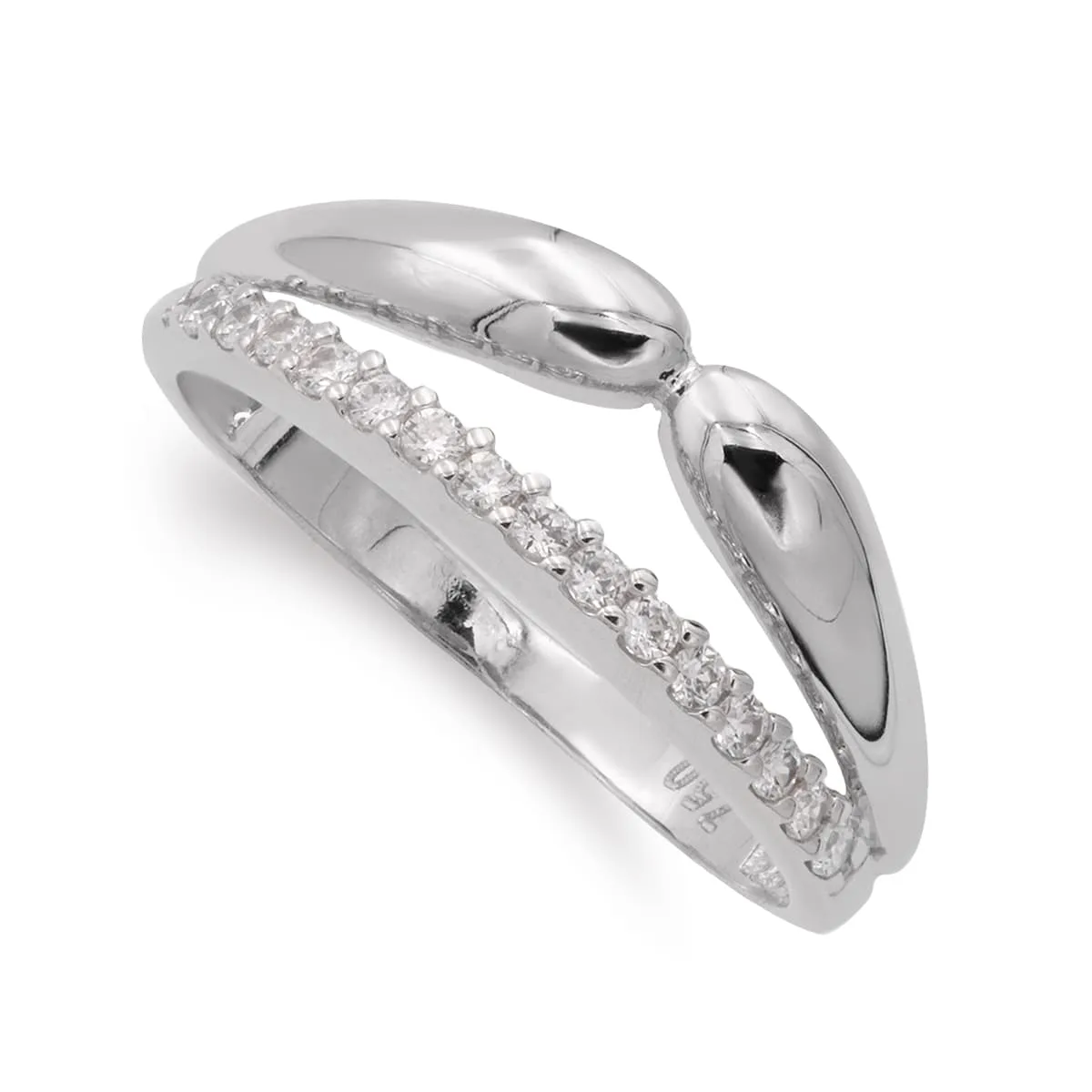 18K SORTIJA ORO BLANCO CON CIRCONITAS. ANCHO: 7,5 MM