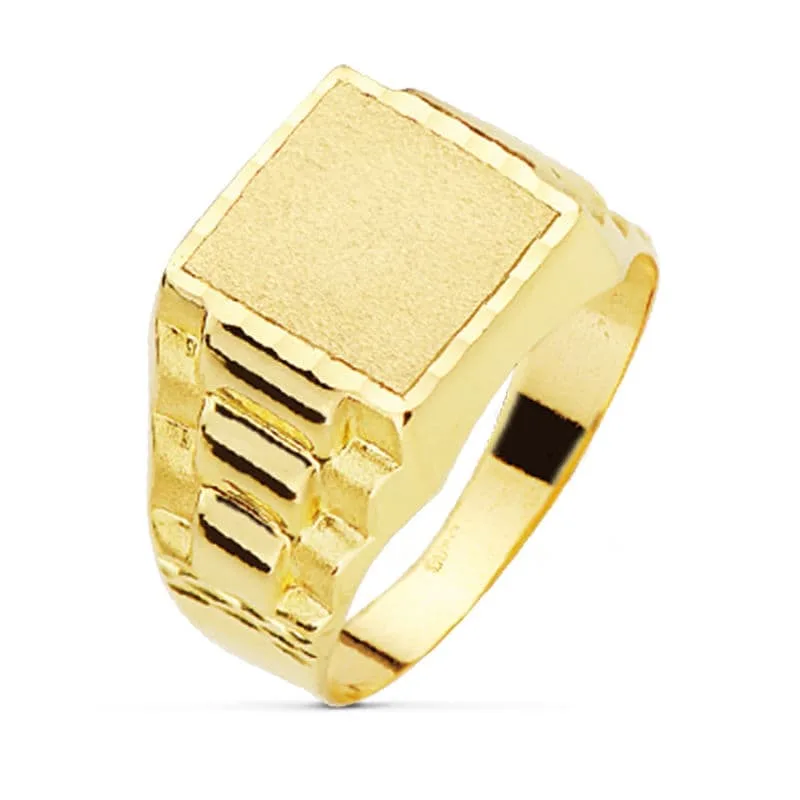 9K SELLO ORO AMARILLO CADETE HUECO.  ZONA GRABADO 9 X 9 MM