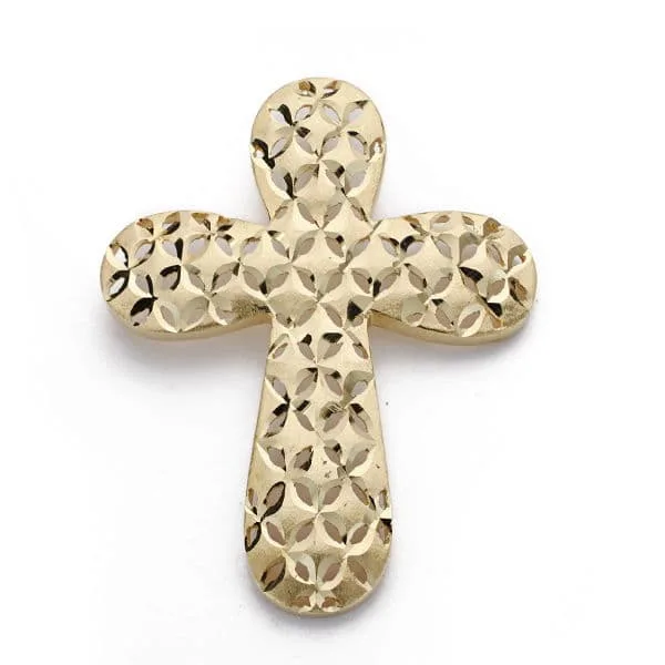 18K CRUZ ORO AMARILLO TALLADA GRANDE 39X30 MM