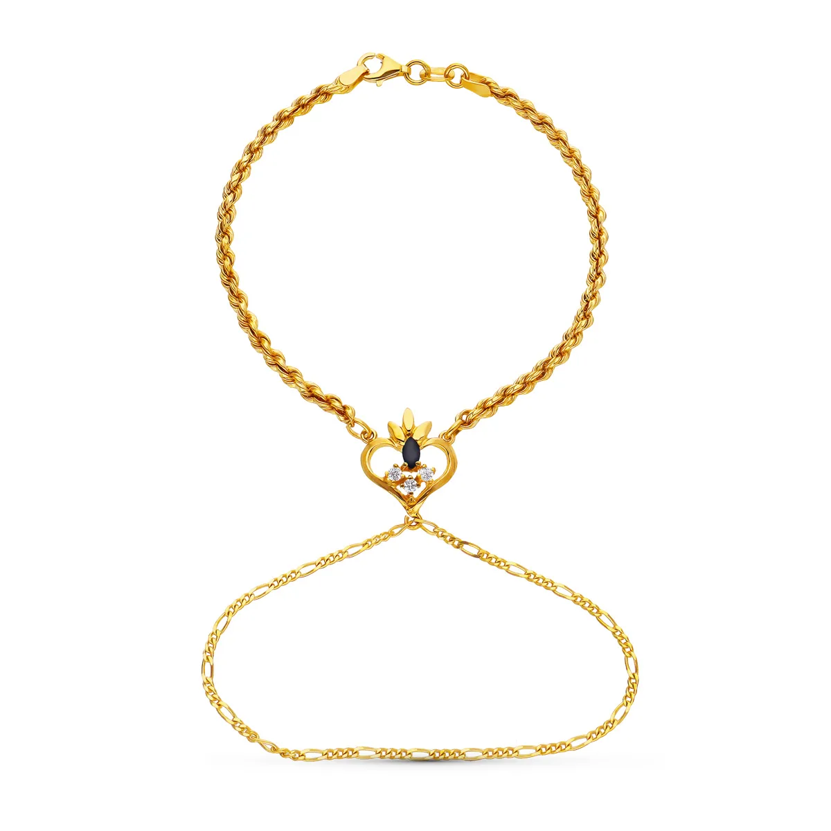 18K PULSERA ORO AMARILLO INDIA ZAFIRO CORAZON